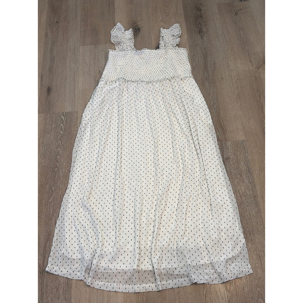 Motherhood Maternity White Polka Dot Smocked Ruffle Maxi Dress XL